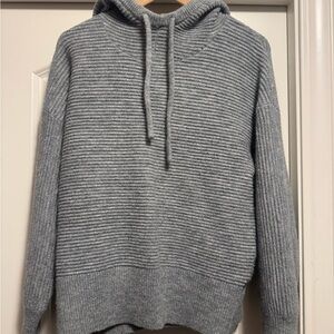 Calia small Cozy Ribbed Hooded Pullover Sweatshirt - Gray